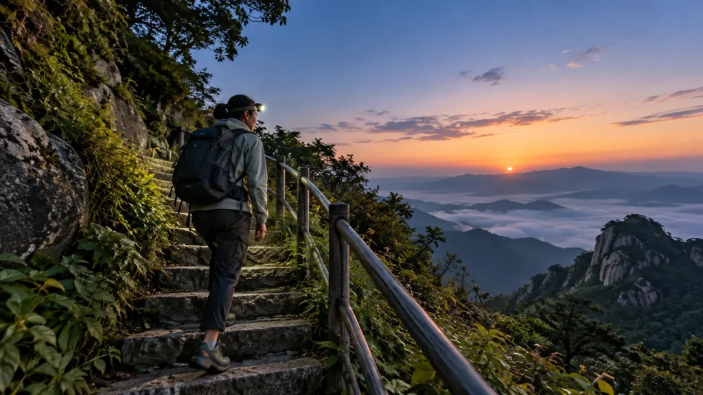 相公山登山步道与清晨准备