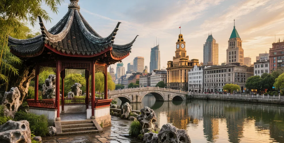第一天豫园古典园林与外滩万国建筑群