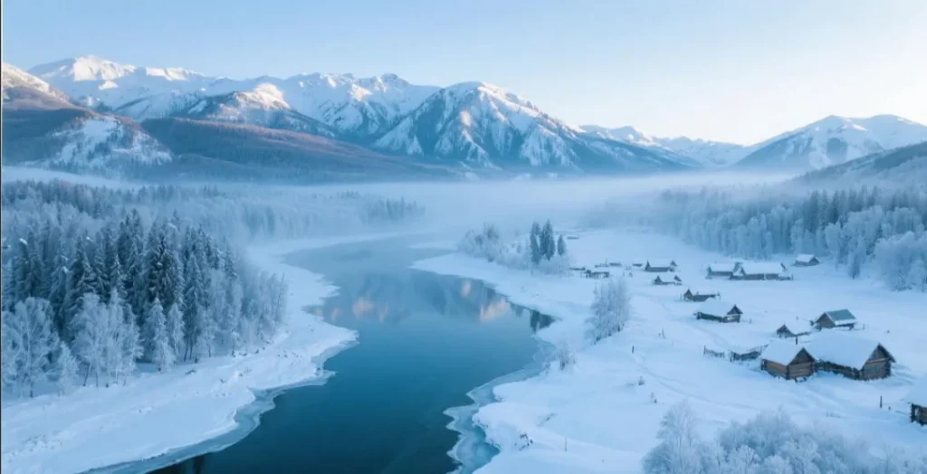 第四天乘车前往喀纳斯,欣赏沿途雪原风光