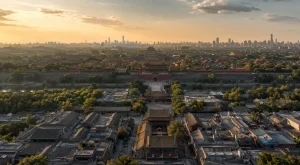 北京故宫与中轴线清晨城市景观