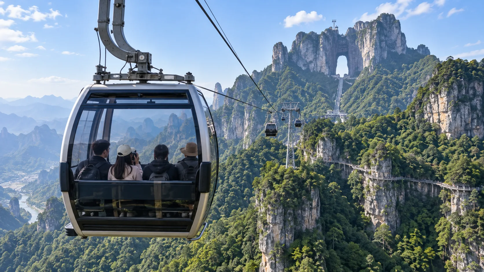 天门山索道交通场景（AI示意图）