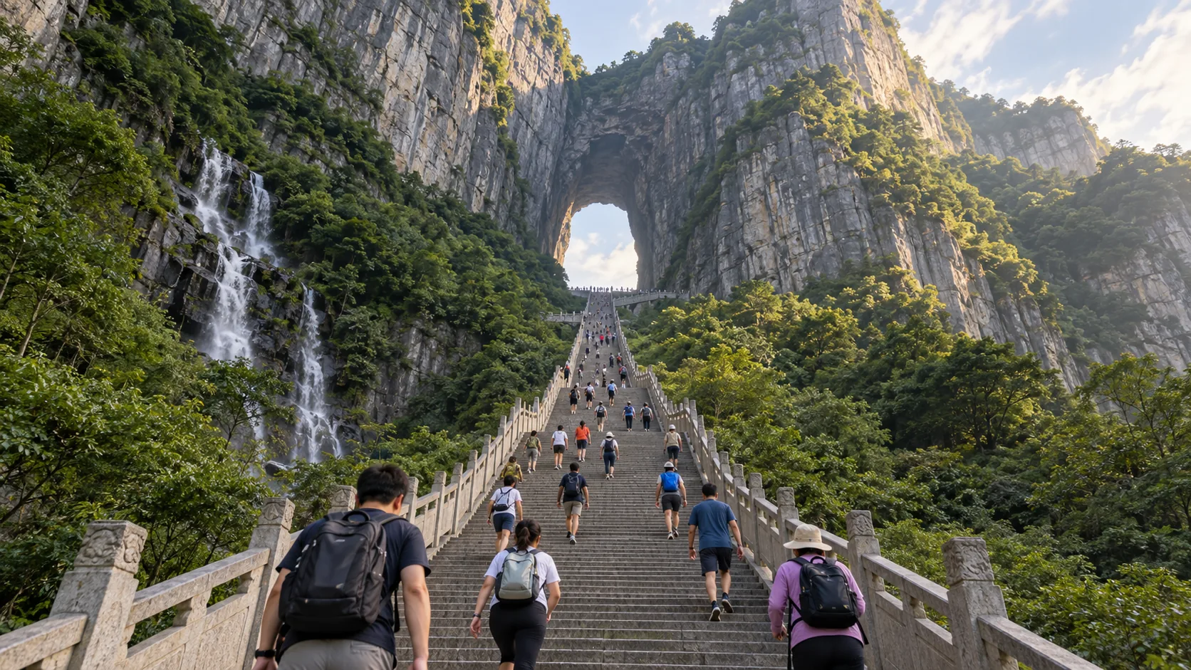天门洞与登高台阶（AI示意图）