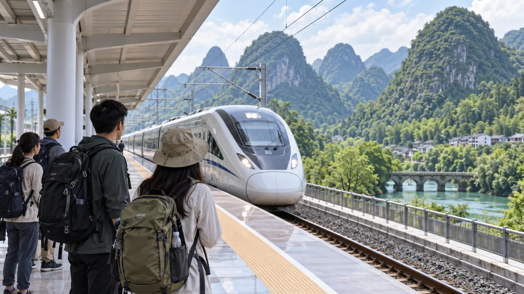 贵州高铁出行场景（AI示意图）