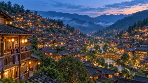 西江千户苗寨风景（AI生成示意图）