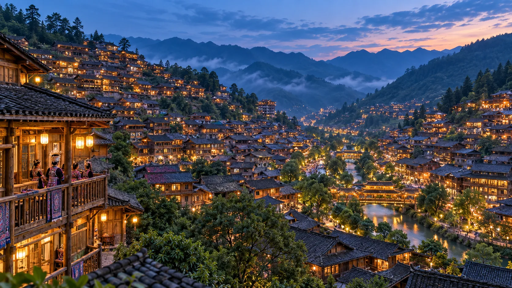 西江千户苗寨住景区内还是景区外｜夜景、行李与交通对比